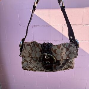 COACH Y2k Vintage Brown Jacquard Soho Braided Shoulder Small Handbag 6280